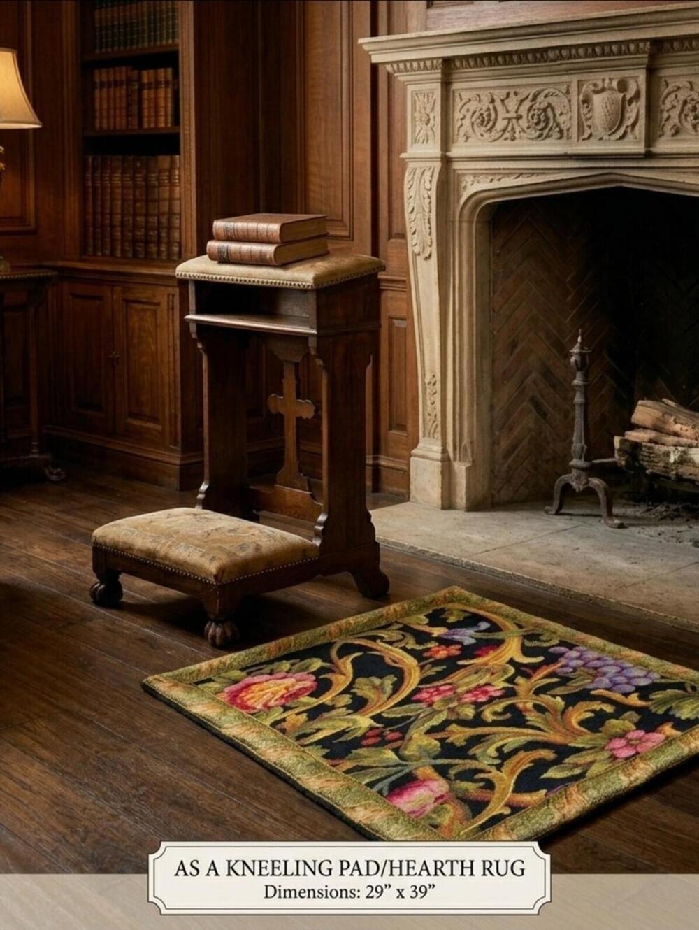 Vintage Corona Decor Co Floral Tapestry Textile 29x39 Multicolor Black Backgroun
